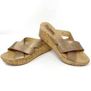 Korks Kork-Ease Metallic Gold Wedge Slide Sandals